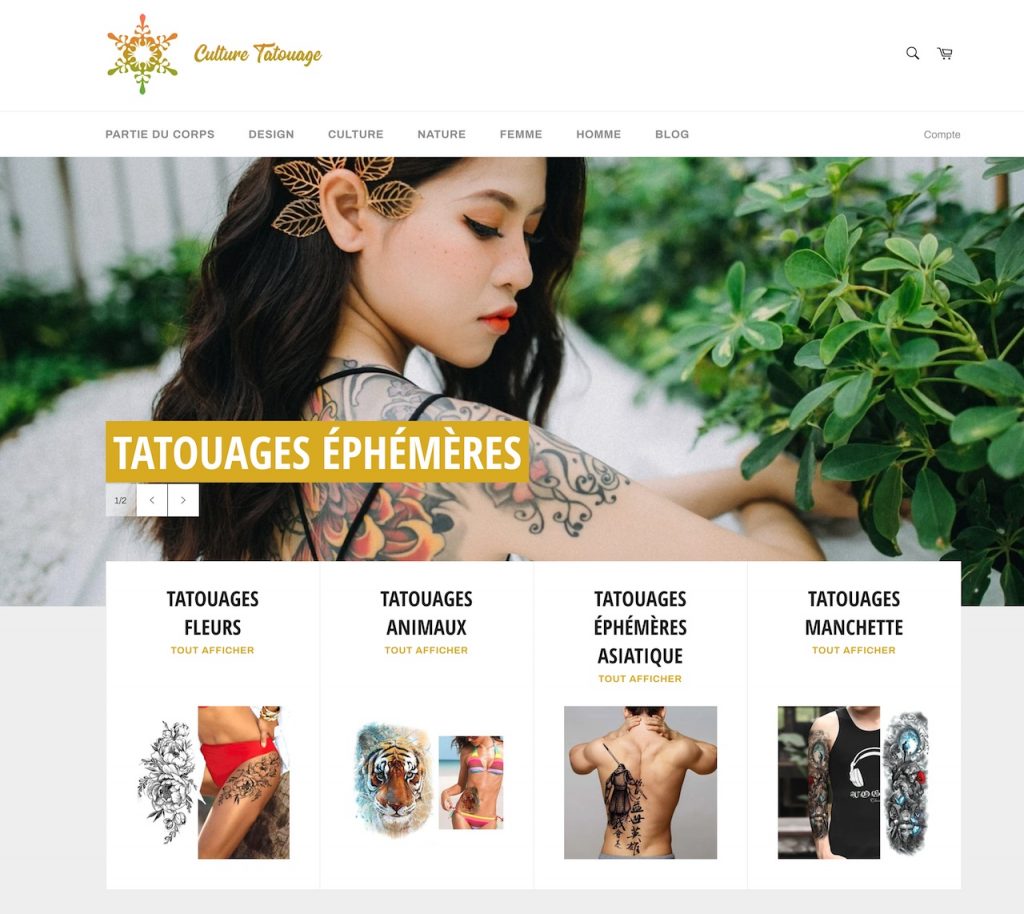 Exemple de boutique basée sur Shopify