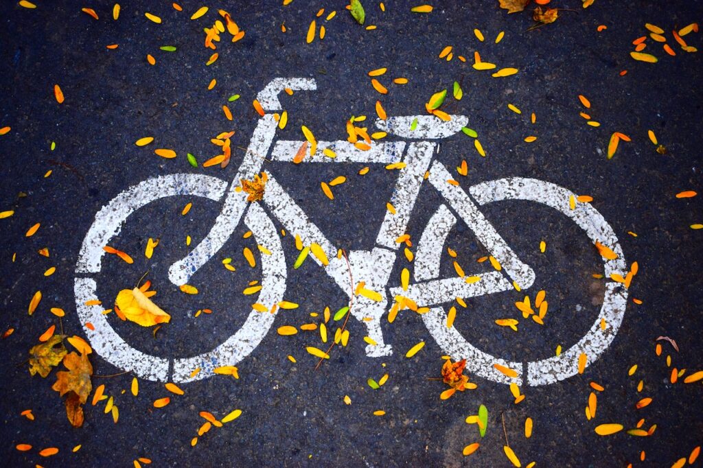 icone vélo sur le sol pour se déplacer en vélo d'entreprise