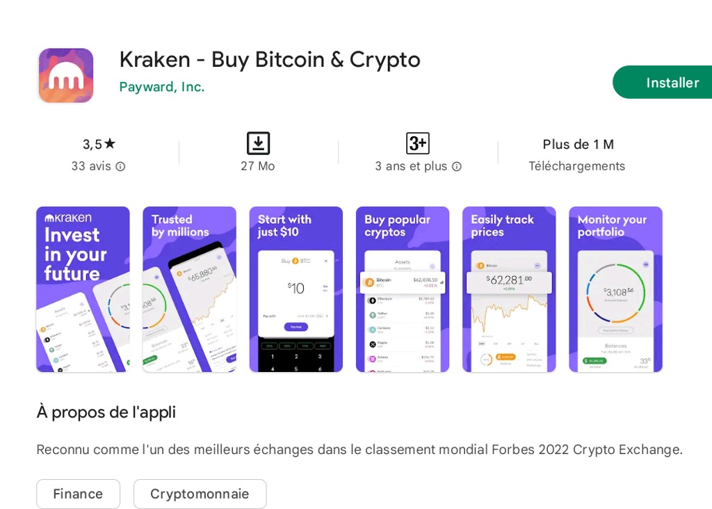 Valeur de la plateforme Kraken ? 