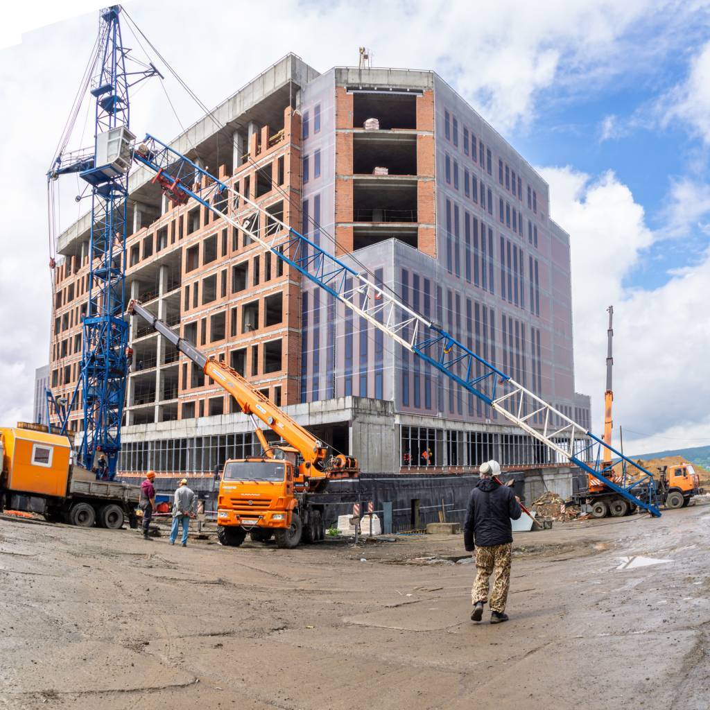 construction, façade de bâtiment, béton